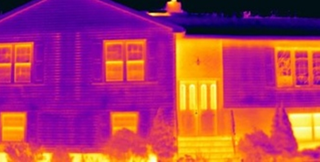 Infrared Camera Photo of the front of a house