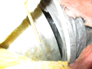 Unsealed leaky duct connection