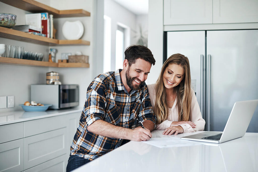 Happy couple at home